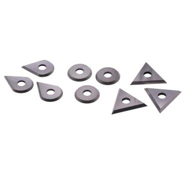 Imagem de Conjunto de 9 peças de lâminas redondas/gotas/triangulares de 2,5 cm, lâmina raspadora de tinta de carboneto de tungstênio, lâmina raspadora, adequada para raspador de 2,5 cm, ultra afiada e