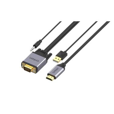 Imagem de ONTEN Adaptador VGA para HDMI macho VGA para conversor macho HDMI com conector de áudio de 3,5 mm (entrada) para TV Stick, Raspberry Pi, laptop, monitor, PC, tablet, câmera digital, etc. (3 m)