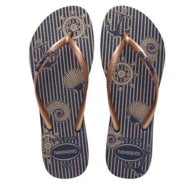 Imagem de Chinelo Havaianas Slim Nautical Feminino Listras Marinho 2356