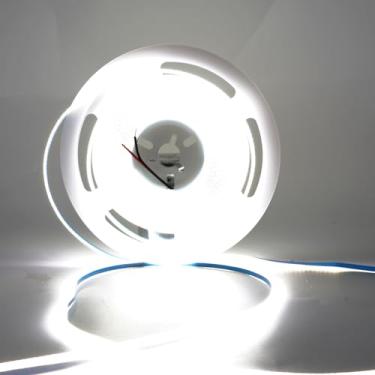 Imagem de Fita LED COB de 3 mm, 12 V 400 LEDs/m RA> 90 LED de alto CRI, multicolorida, flexível cortável, 16,4 m 2000LEDs IP30 COB luz LED para decoração de sala de cozinha de casa interna (branco frio 6000K