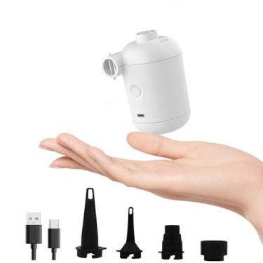 Imagem de 3T6B Bomba de ar portátil para infláveis, recarregável, inflável, bomba de ar para piscina, flutuador, colchão de ar, leve, mini flutuadores elétricos infladores a vácuo para viagens ao ar livre