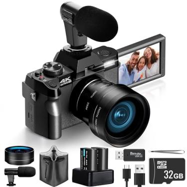 Imagem de Câmeras digitais 4K para fotografia 48MP/60FPS câmera de vídeo vlogging para YouTube com tela flip de 3 polegadas 180° WiFi, câmeras de zoom digital 16X com micro cartão grande angular e lente macro