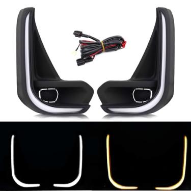 Imagem de MotorFansClub Luz LED de circulação diurna adequada para Hilux Revo 2020 2021 2022 2023 luz de neblina de direção DRL frontal com luz de seta lado esquerdo e direito (2 cores)