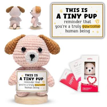 Imagem de Gossby Inspirational Gift for Women, Men - Positive Dog Crochet - A Tiny PUP Reminder - Christmas, Birthday, Emotional Support, Positive Energy, Dog Lover Gift for Friend, Coworker, Teacher, Mom