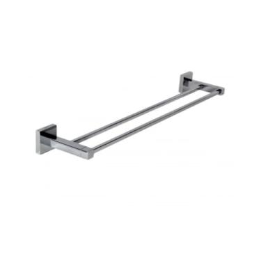 Imagem de Toalheiro Porta Toalha de Banho Duplo 60cm Latão Maciço Polido Trend Metais