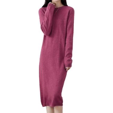 Imagem de Suéter De Caxemira Vestidos De Malha Lã Merino Feminino Inverno Elegante Pulôveres Vestido Outono Manga Longa, Red, S