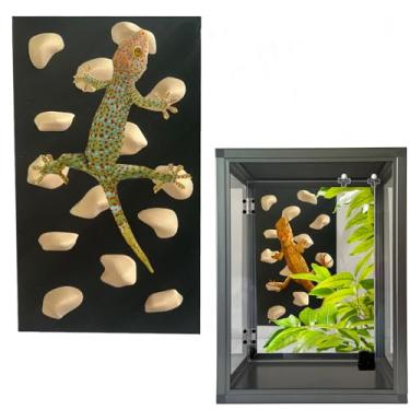 Imagem de Parede de escalada para dragões barbudos escalada pegas de parede de rocha para dragões barbudos acessórios de tanque répteis brinquedo rock suporte de parede (bege)