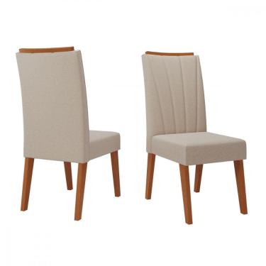 Imagem de Kit 2 Cadeiras Safira Natural Tecido Linho Bronze Viero