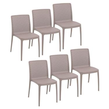 Imagem de Conjunto 6 Cadeiras Isabelle Em Polipropileno E Fibra De Vidro Camurça Tramontina