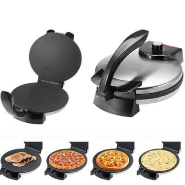Imagem de Máquina fazer roti elétrica– Prensa antiaderente chapati temperatura ajustável, aquecimento duplo, alça anti-escaldante e luzes indicadoras, máquina panquecas crepe tortilha 10 polegadas