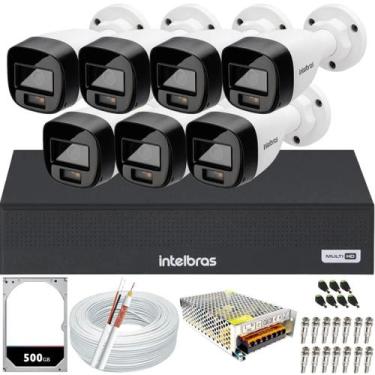Imagem de Kit 7 Câmeras Intelbras Cftv 1080p Full Color HD 500GB colorido dia e 