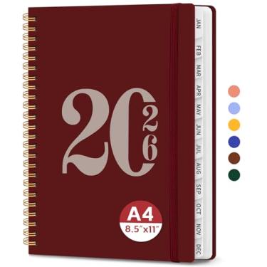 Imagem de Agenda 2026, agenda semanal e mensal, janeiro de 2026 a dezembro de 2026, agenda de calendário de capa dura com abas e bolso interno, material escolar para mulheres e homens - A4 (21,6 cm x 28 cm