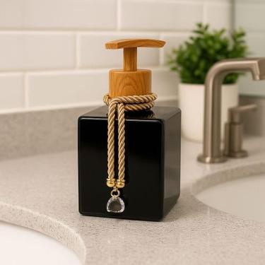 Imagem de Porta Sabonete Liquido Lavabo De Vidro Cubo Para Banheiro 250ml Luxo -