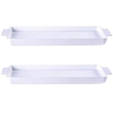Imagem de Kit 2 Travessas de Porcelana com Alças Tramontina Refratário Retangular Branco Maria Augusta