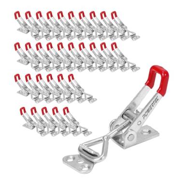 Imagem de POWERTEC 20332-P4 Fecho de trava de tração com cabo de vinil vermelho – capacidade de retenção de 100 kg, 4001 – 32 unidades