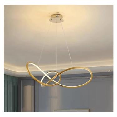 Imagem de Lustre para sala de jantar, iluminação interna, luminária de teto, luminária de parede, lustre LED, iluminação interna para sala de estar (dourado, 80 cm, branco frio).