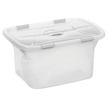 Imagem de Caixa Organizadora Storage, Plástico Transparente com Tampa 17 Litros, Empilhável, 23x46x33 cm, para Roupas, Brinquedos e Documentos
