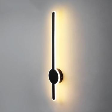 Imagem de Luminária de parede LED linear para banheiro, luminária de parede dourada para interior, faixa longa, lâmpada de teto branca para quarto (escuro 40 cm)