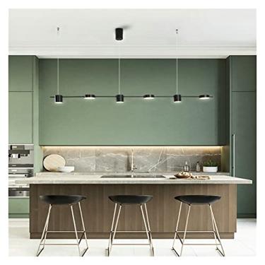 Imagem de Luminária de mesa de jantar minimalista estilo nórdico em formato longo para balcão de restaurante e bar (6 cabeças pretas)