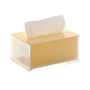 Imagem de Porta-lenços de papel leve luxo sala de estar restaurante caixa de lenços de acrílico casa escritório hotel criativo guardanapo dispensador facial suporte caixa de lenços (amarelo)