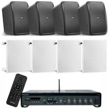 Imagem de Amplificador Frahm Slim 3700 240W + 4 Arandela Quadrada 6 FR 40W + 4 C