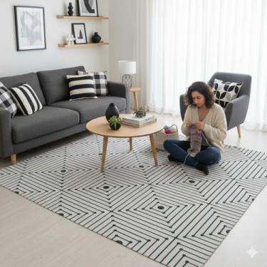 Imagem de Tapete sala Domus Antiderrapante 2,00m x 1,50m Algodão Colorido (ALVINEGRO)