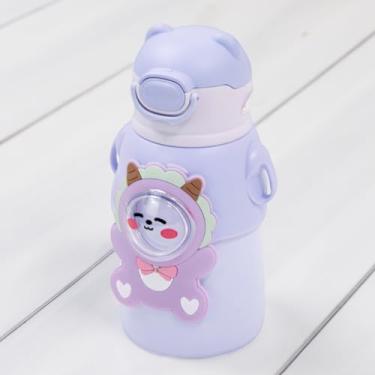 Imagem de Garrafa Térmica Infantil com Alça e Bico Articulável – 520ml | Estampa de Bichinhos | Aço Inox, Mantém Líquido Quente ou Frio | Ideal para Escola e Passeios (Lílas)