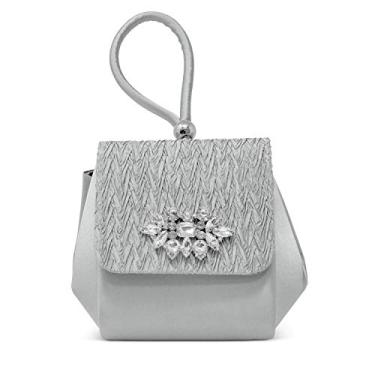 Imagem de Jessica McClintock Bolsa de noite com alça superior de mel, Prata, One Size