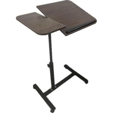 Imagem de Mesa Para Laptop com Rodas Mesa Portátil para Sofá e Cama Altura AjustáVel, Tampo de Mdf Inclinável