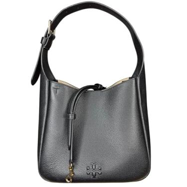 Imagem de Tory Burch Bolsa de ombro feminina Thea pequena de couro granulado (preta)