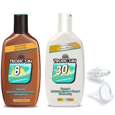 Imagem de GoPong Frasco protetor solar Tropic Tan pacote com 2 (total de 473 ml) – Frascos ocultos de viagem com álcool – Recipientes secretos de bebidas para praias, cruzeiros e eventos esportivos – Inclui