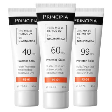 Imagem de PRINCIPIA, Kit C/ 3 Protetor Solar Facial PS-01 com FPS 40, FPS 60 e FPS 90 com 40ml