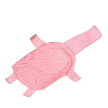 Imagem de SPYMINNPOO Rede de Banho para Bebês, Suporte de Malha, Assento de Banho Confortável e Antiderrapante para Recém-nascidos Com 5 Cantos de Segurança para Banheira (branco) - Proteção Espinhal, Design Em Forma de T, Almofada Macia para Crianças (Rosa)
