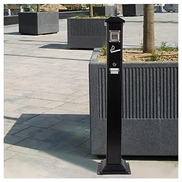 Imagem de Cinzeiro de pé organizador de pontas aço inoxidável cinzeiro de exterior para terraço, loja de conveniência (cor: Black)