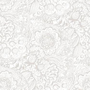 Imagem de Papel de Parede Micpolo Peel and Stick Boho Grey White Floral