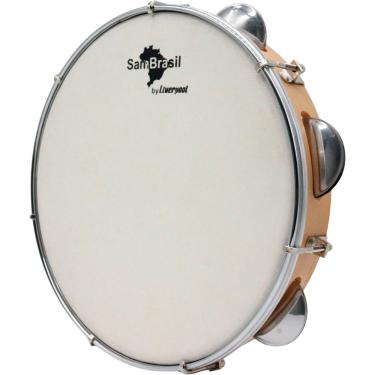 Imagem de Pandeiro 10? Premium Pele Branca Sambrasil Liverpool Amarelo