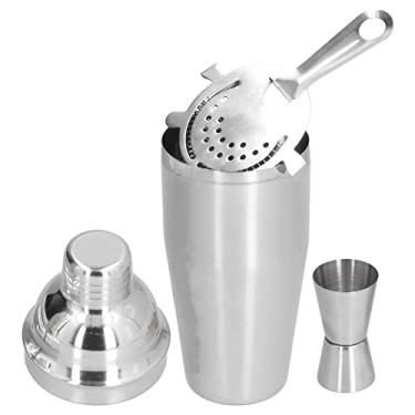 Imagem de Conjunto de coquetéis moderno 750 ml de aço inoxidável kit de ferramentas com coador medidor copo coqueteleira conveniente para bartender (cor verdadeira)
