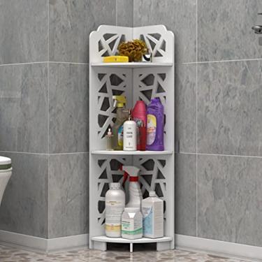 Imagem de Prateleira de canto de 3-4 níveis, prateleiras de exibição de suporte de chuveiro, unidade de prateleira de espaço pequeno, unidade de armazenamento de banheiro de cozinha independente (cor: estilo 1