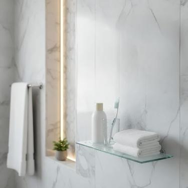 Imagem de Prateleiras de Vidro Temperado 30 cm – Organização e Estilo para Banheiro, Cozinha e Lavanderia