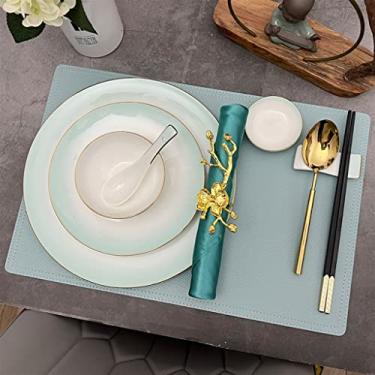 Imagem de Conjunto de talheres de cor gradiente, prato de jantar, jogo americano, prato de jantar, combinação de decoração de mesa (cor: A, Tamanho: Tamanho único)