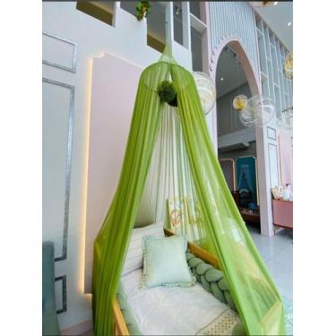 Imagem de Mosquiteiro Tenda Teto Cabana Dossel Microtule Para Berço Verde Oliva 