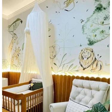 Imagem de Mosquiteiro Tenda Teto Cabana Dossel Microtule Para Berço Palha Off Wh