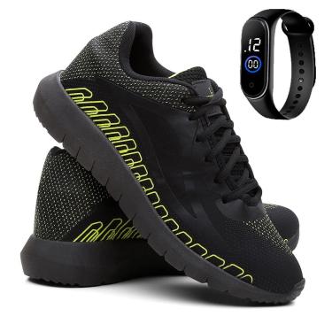 Imagem de Kit Tênis de Academia e Corrida Masculino Esporte Super Leve E Relógio-Masculino