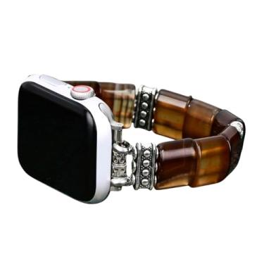 Imagem de Cape Diablo Pulseira feminina para relógio inteligente - pulseira de pedra preciosa feita à mão - compatível com Apple Faces de 38 mm-45 mm (Ethereal Dune, grande - serve em pulsos de 16,5 a 17,78 cm)