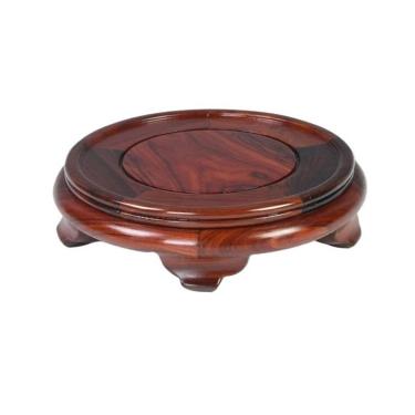 Imagem de Base de suporte de exibição Base de pedestal redondo sândalo vermelho para decoração artesanato em vaso bonsai e bules(Grande)