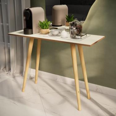 Imagem de Aparador Buffet Mesa Lateral cantinho do Caféem Madeira, 80 x 42 cm, Altura 76 cm. (Off White/Freijó)