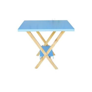 Imagem de Mesa Cavalete Decorada em MDF – Mesa Decorativa e Versátil para Festas, Eventos e Ambientes Modernos (Azul)