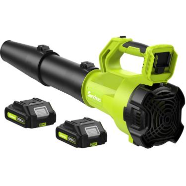 Imagem de SUNCHERS Soprador de folhas sem fio com 2 baterias e carregador, soprador de folhas sem fio alimentado por bateria elétrica, sopradores de mão leves e portáteis para soprar folhas, limpeza de pátio