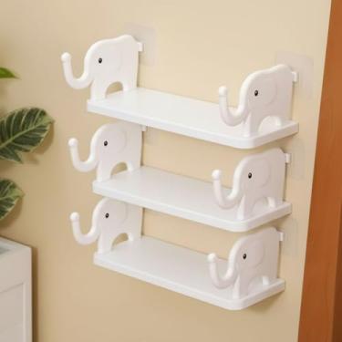 Imagem de Prateleira Elefante Adesiva de Parede Sem Furos – Organizador Multiuso Para Banheiro e Cozinha, Suporte Decorativo Branco Flutuante (3)