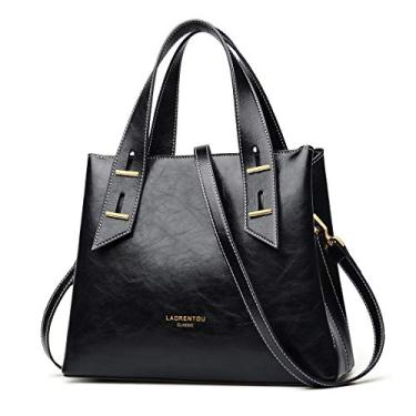 Imagem de Bolsa feminina de couro legítimo espaçosa e elegante LAORENTOU, Black3, One Size